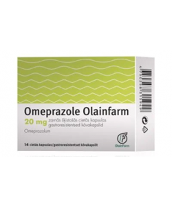 OMEPRAZOLE OLAINFARM 20 mg zarnās šķīstošās cietās kapsulas, N14